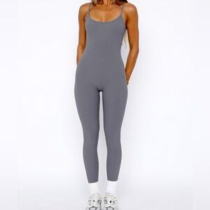 Life is short ribbed jumpsuit in white